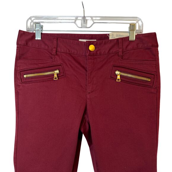 Loft Marisa Skinny Pants Zipper Ankle Burgundy Size 8P NWT - Picture 4 of 10